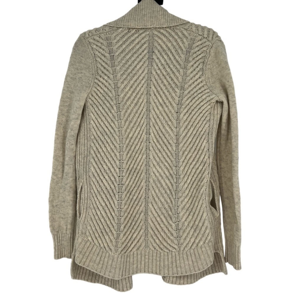 Vince Beige Cable Shawl Yak/Wool Cardigan Size S - Picture 3 of 10
